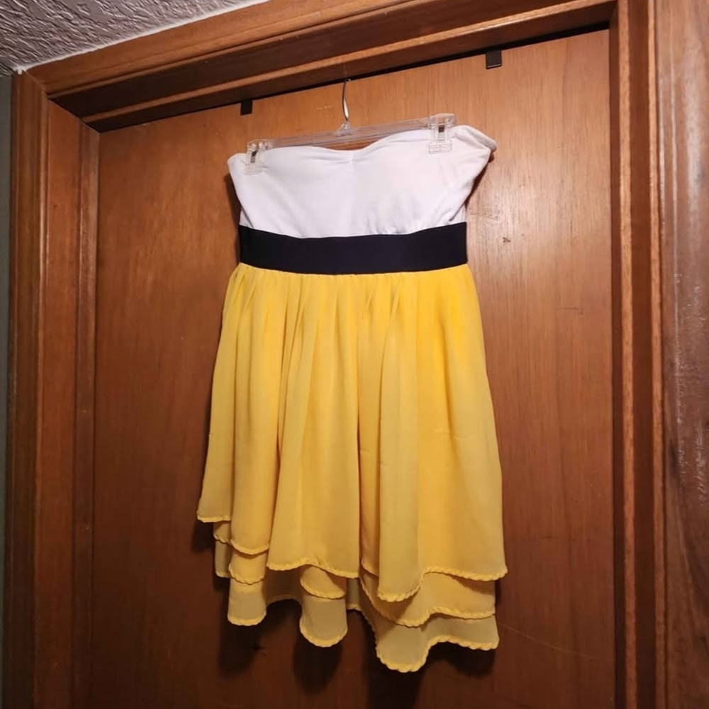 Wet Seal Yellow and White Strapless Dress